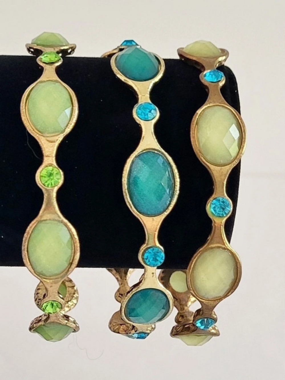 Green & Blue Statement Bracelet Set Like New